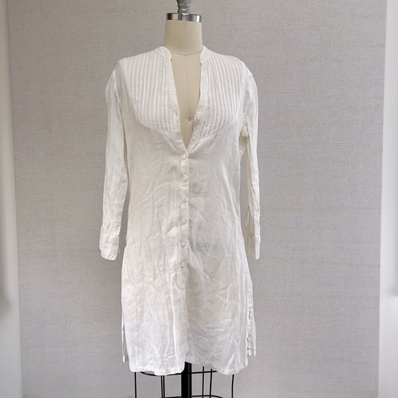 Marks & Spencer Tops - Marks & Spencers White Linen Long Shirt - 10 (M)